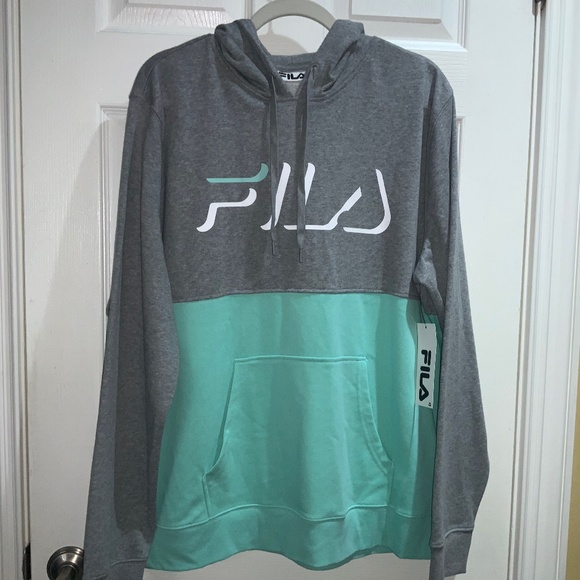 Fila Colorblock hoodie Sweatshirt Sz XL Logo Long Sleeve New - Picture 1 of 8
